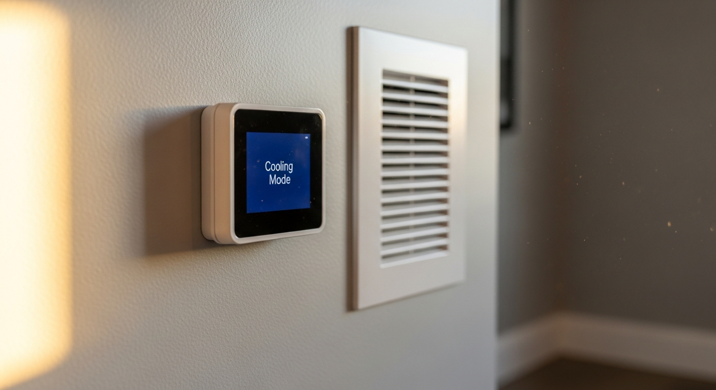 Hand held up to an air vent feeling warm air coming out instead of cold